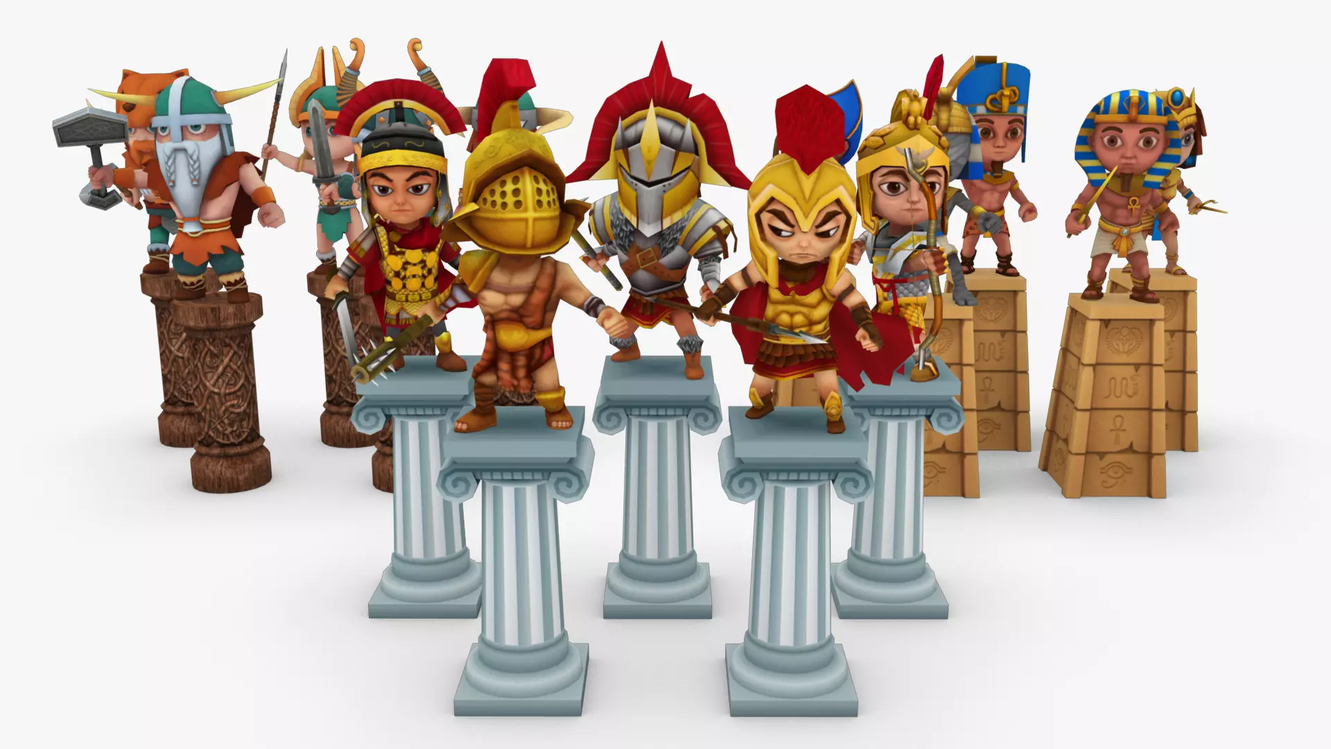 Warrior Pack Three Tribes Low-poly 3D model