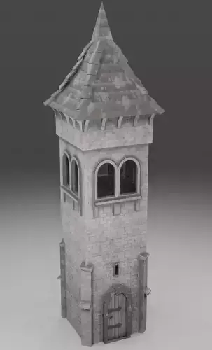 Medieval tower game ready Low-poly 3D model