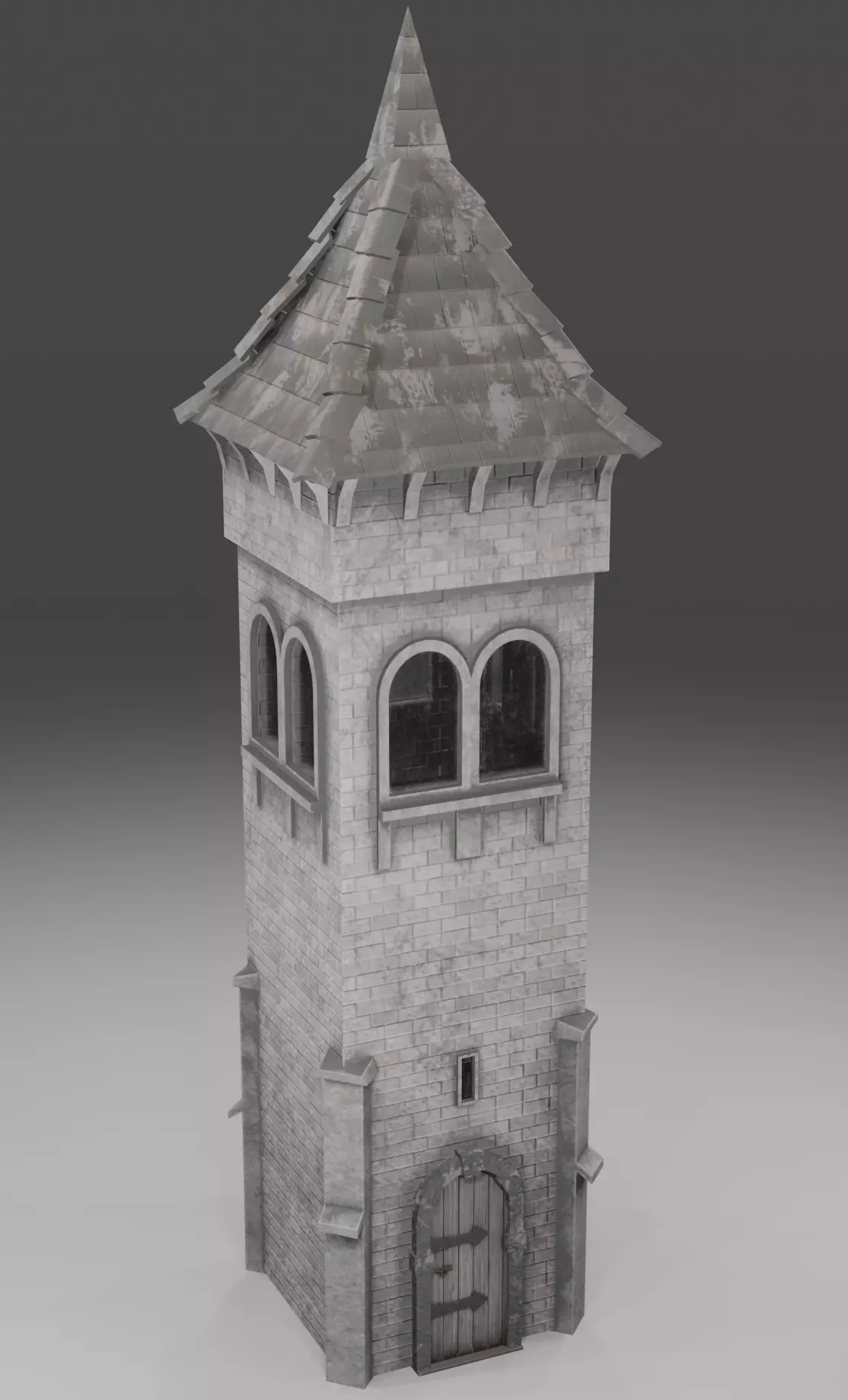 Medieval tower game ready Low-poly 3D model_0