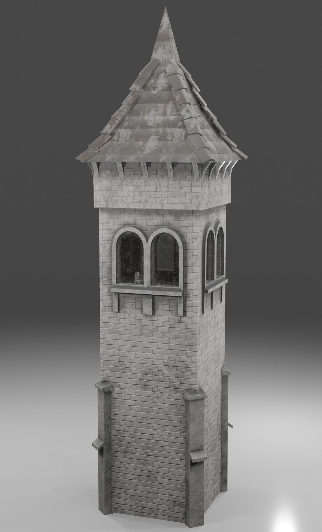 Medieval tower game ready Low-poly 3D model_4