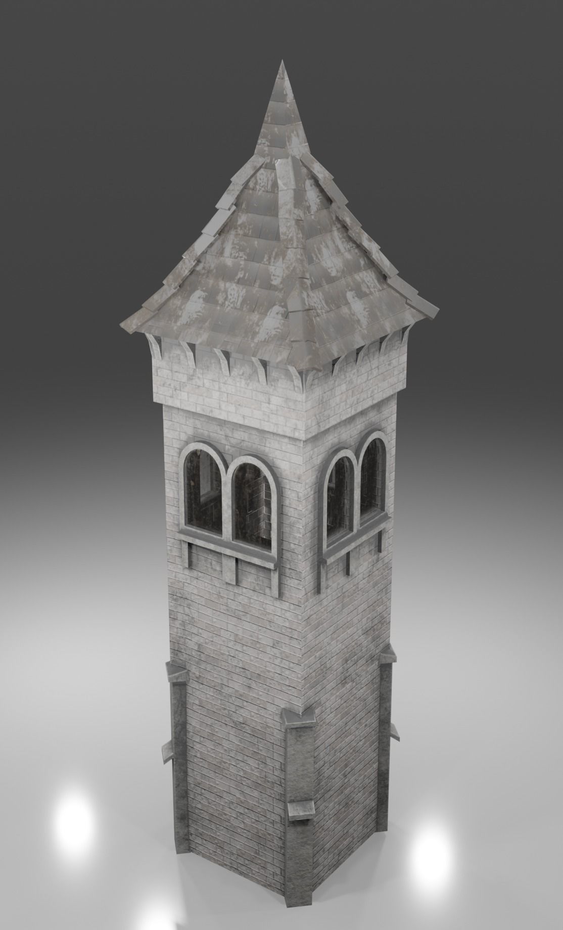 Medieval tower game ready Low-poly 3D model_3