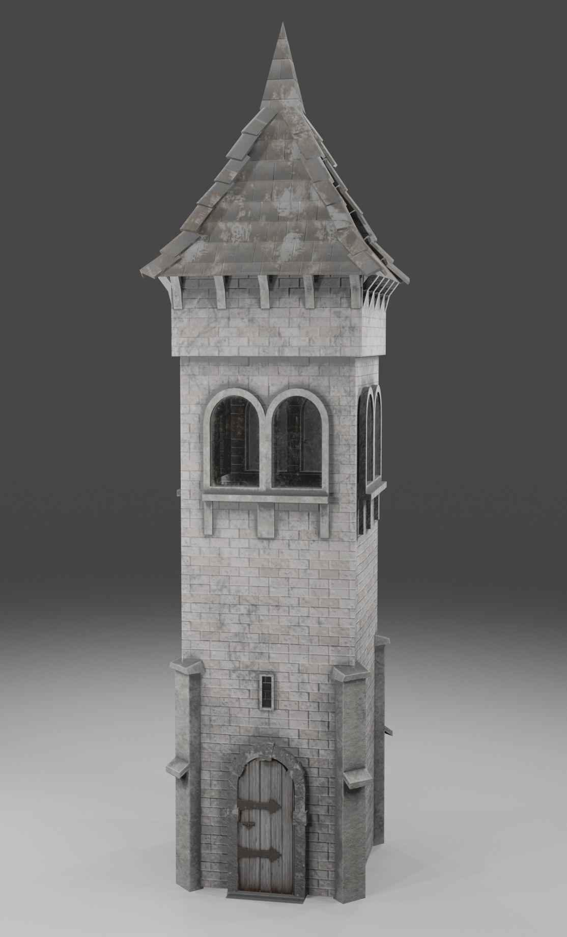 Medieval tower game ready Low-poly 3D model_1