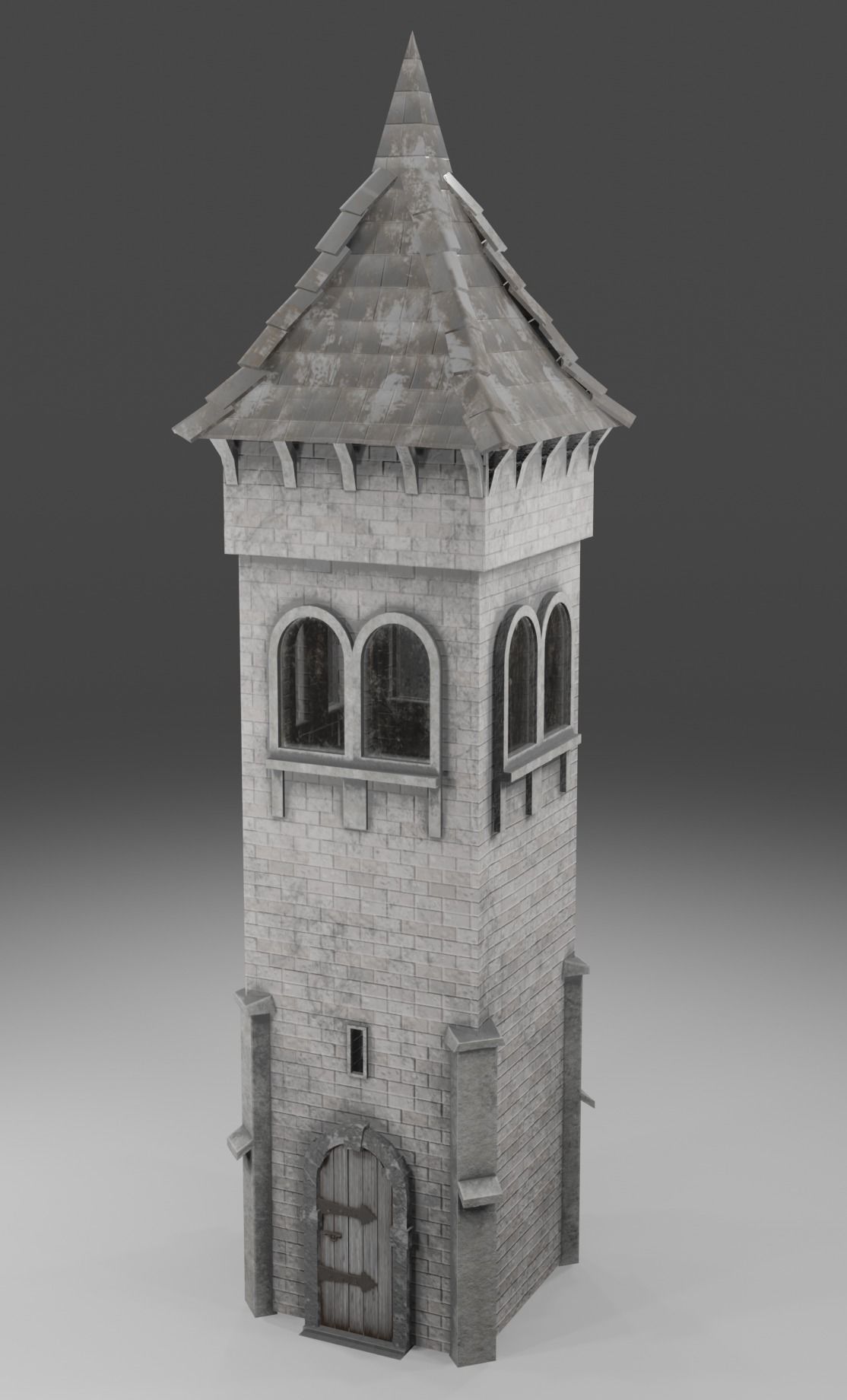 Medieval tower game ready Low-poly 3D model_2