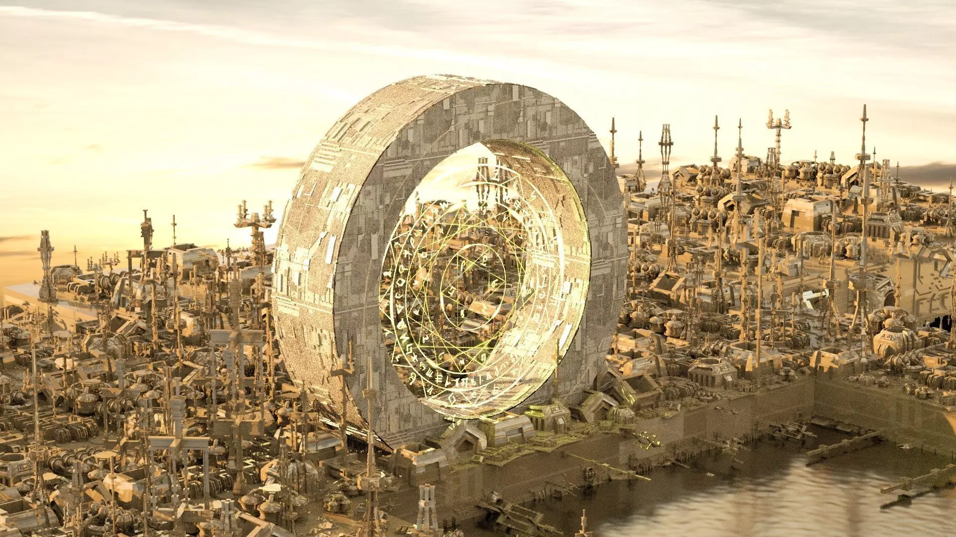 A stunning sci-fi scene 3D model