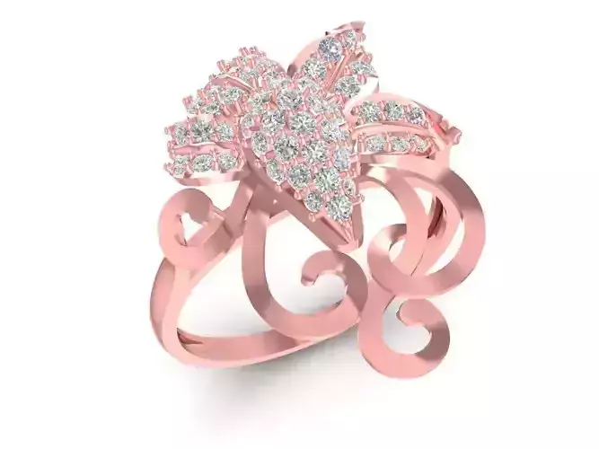 Elegant Floral Leaf Diamond Ring for Women 1488