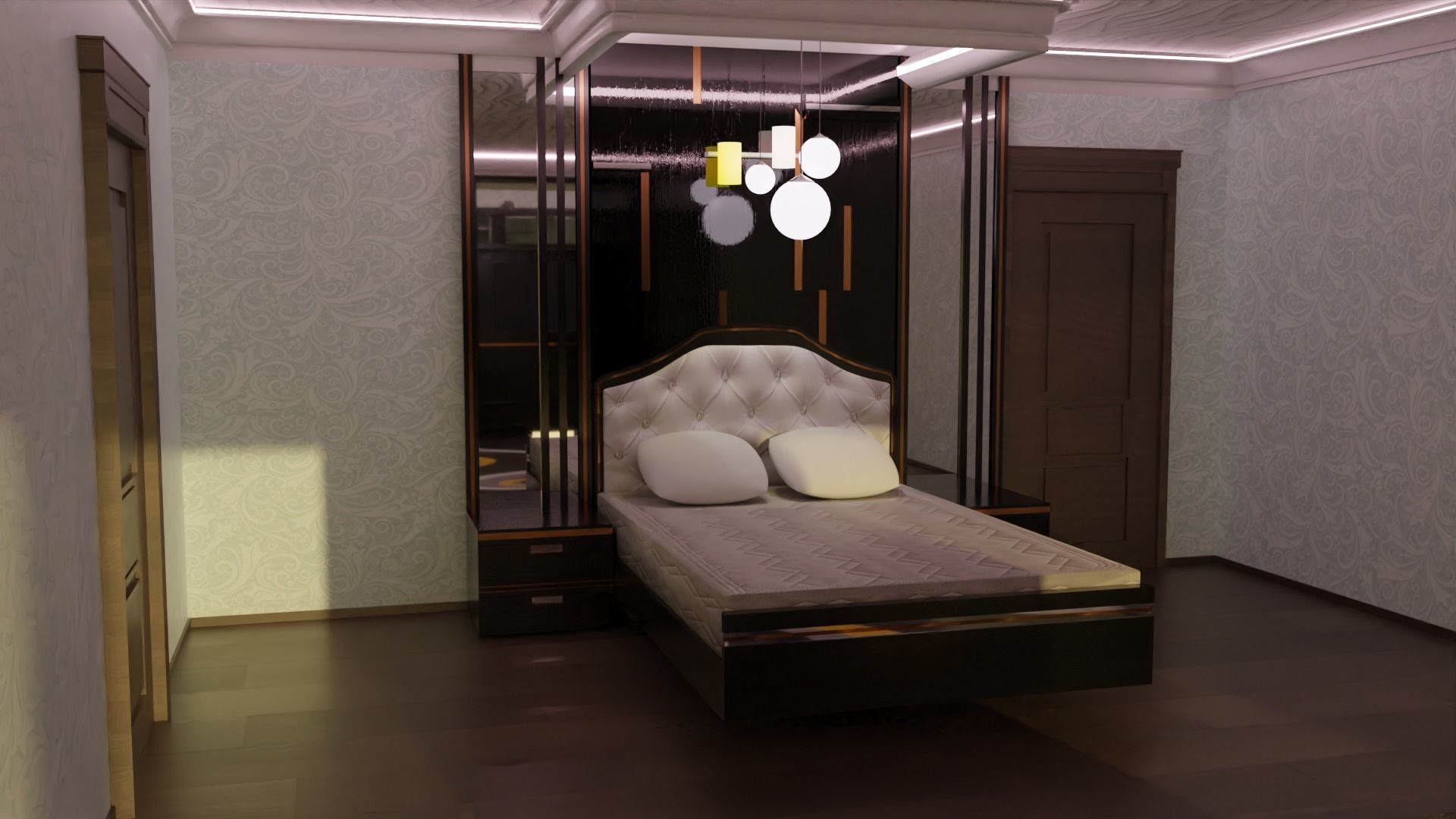 bedroom with bed in it 3D model_5