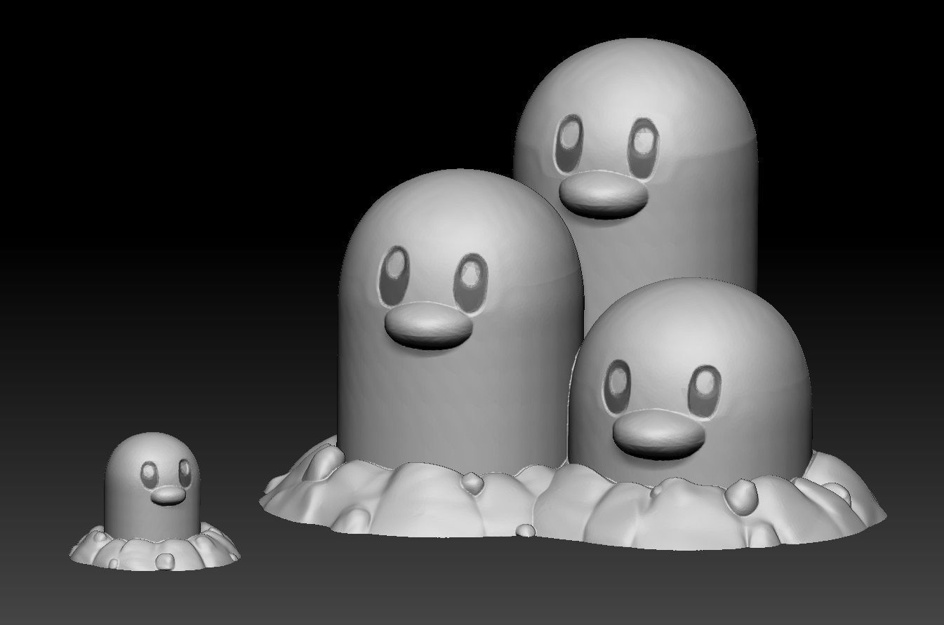 Pokemon Diglett Dugtrio 3D print model_1