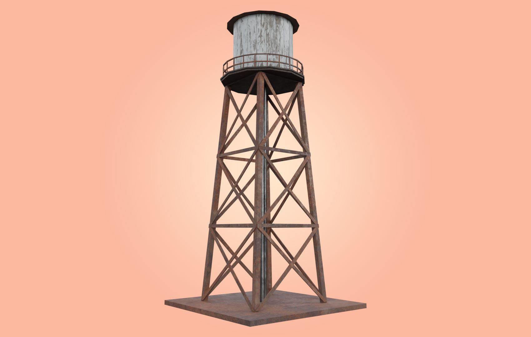 Old Water Tower Low-poly 3D model_5