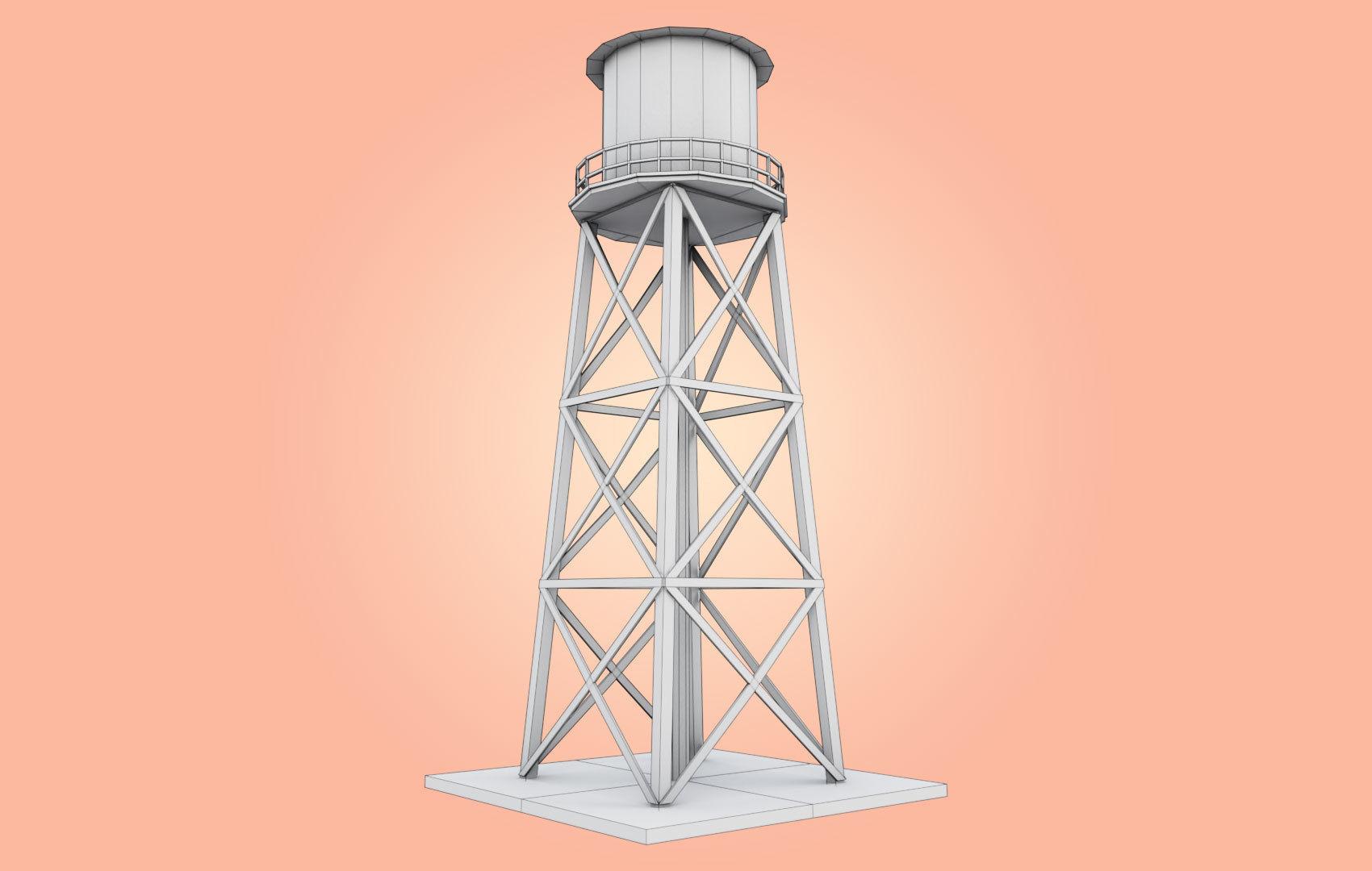 Old Water Tower Low-poly 3D model_23