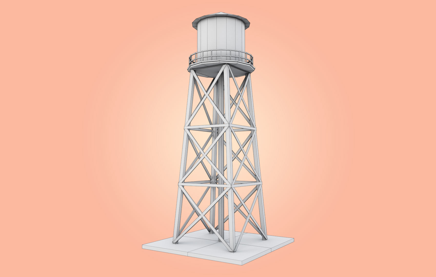 Old Water Tower Low-poly 3D model_24