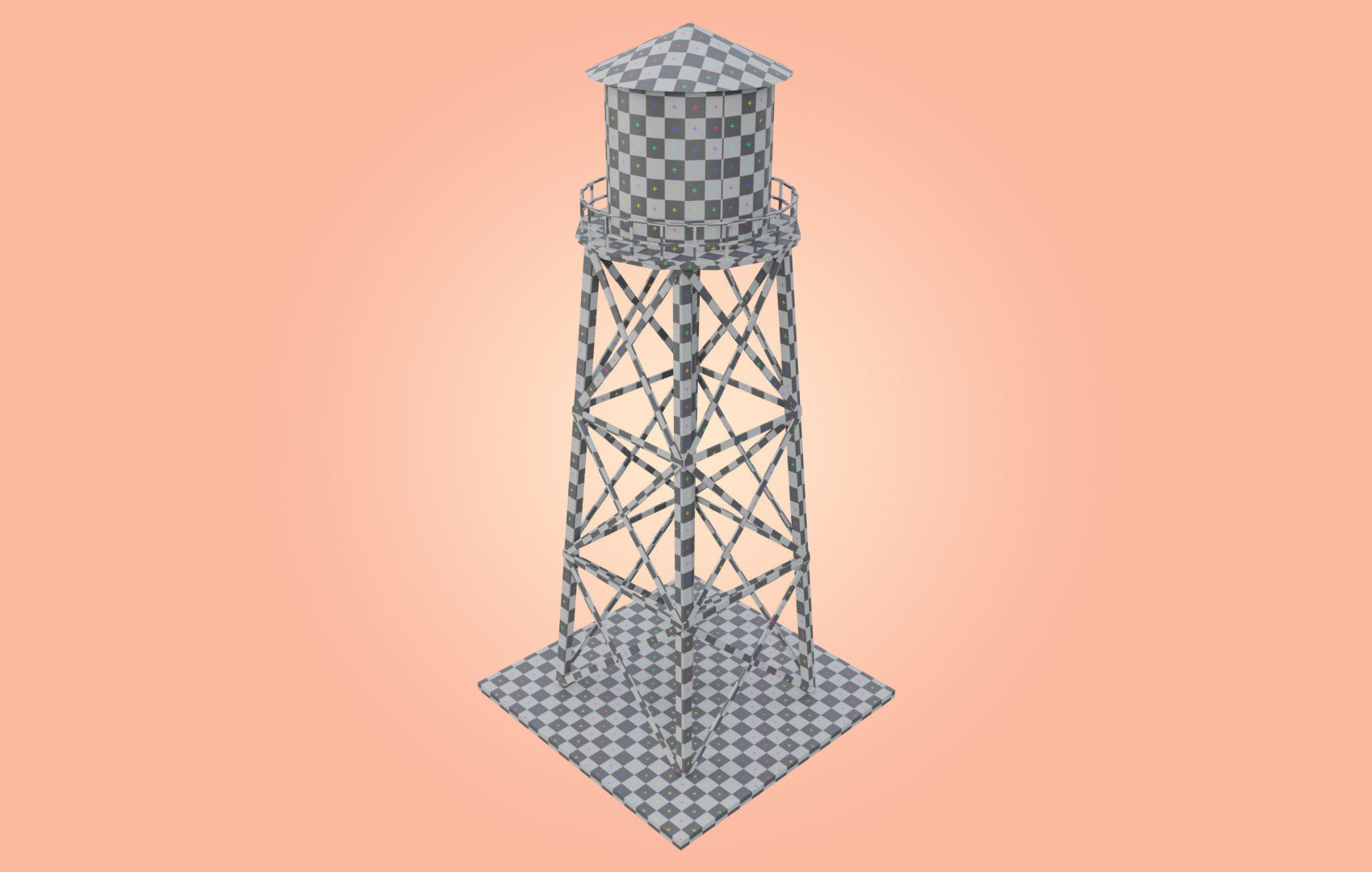 Old Water Tower Low-poly 3D model_33