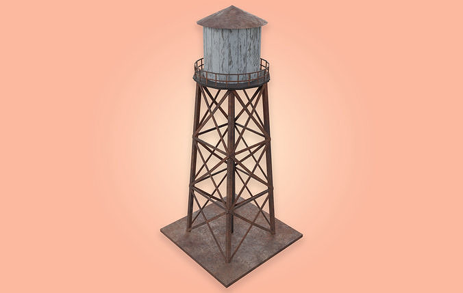 Old Water Tower Low-poly 3D model