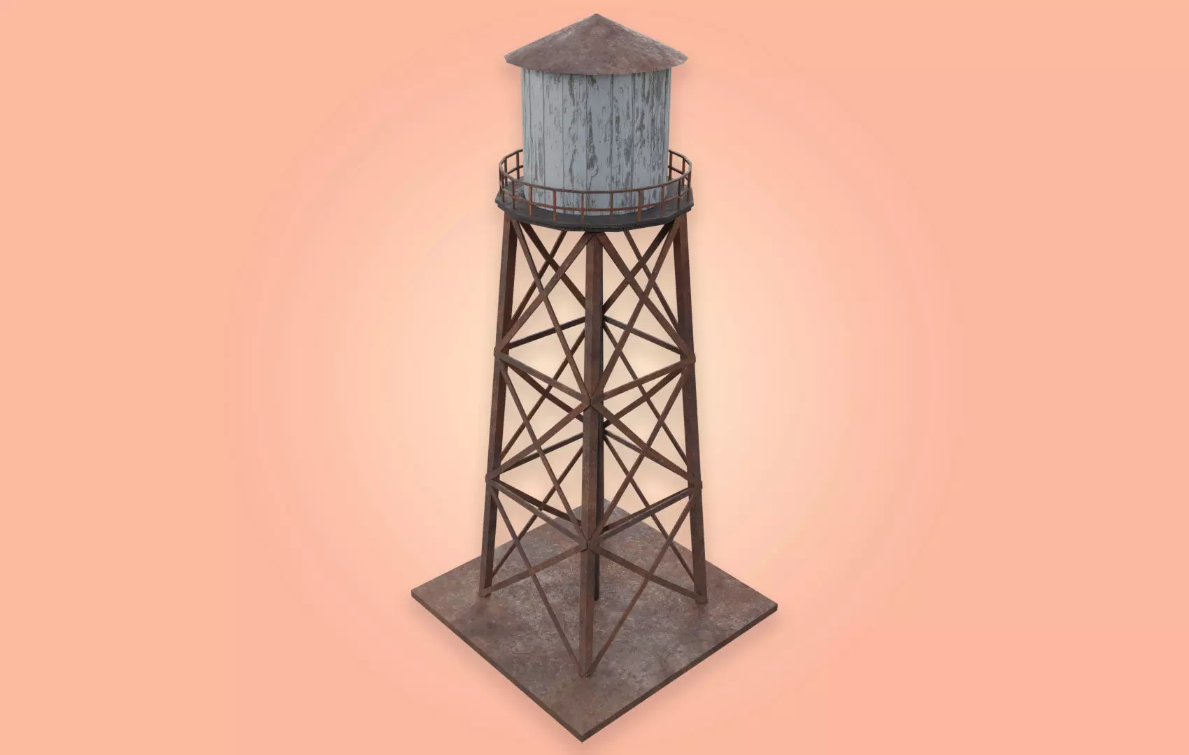 Old Water Tower Low-poly 3D model_0
