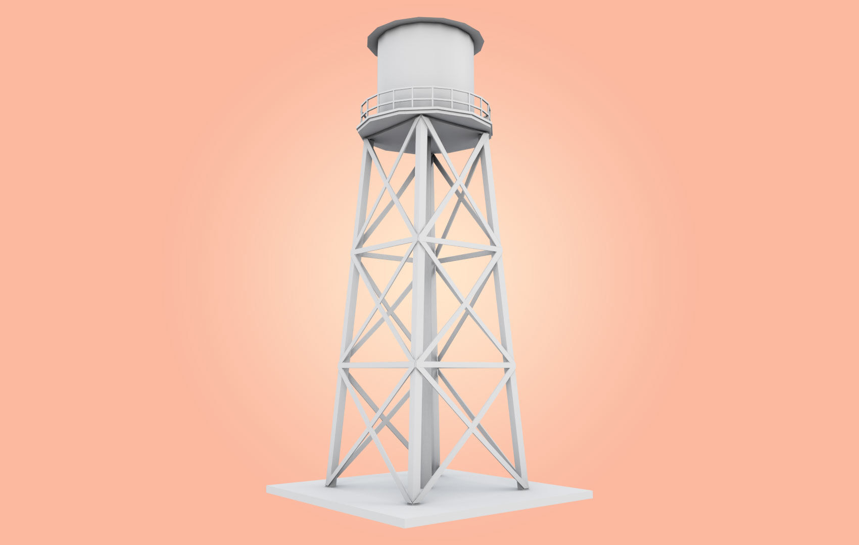 Old Water Tower Low-poly 3D model_14