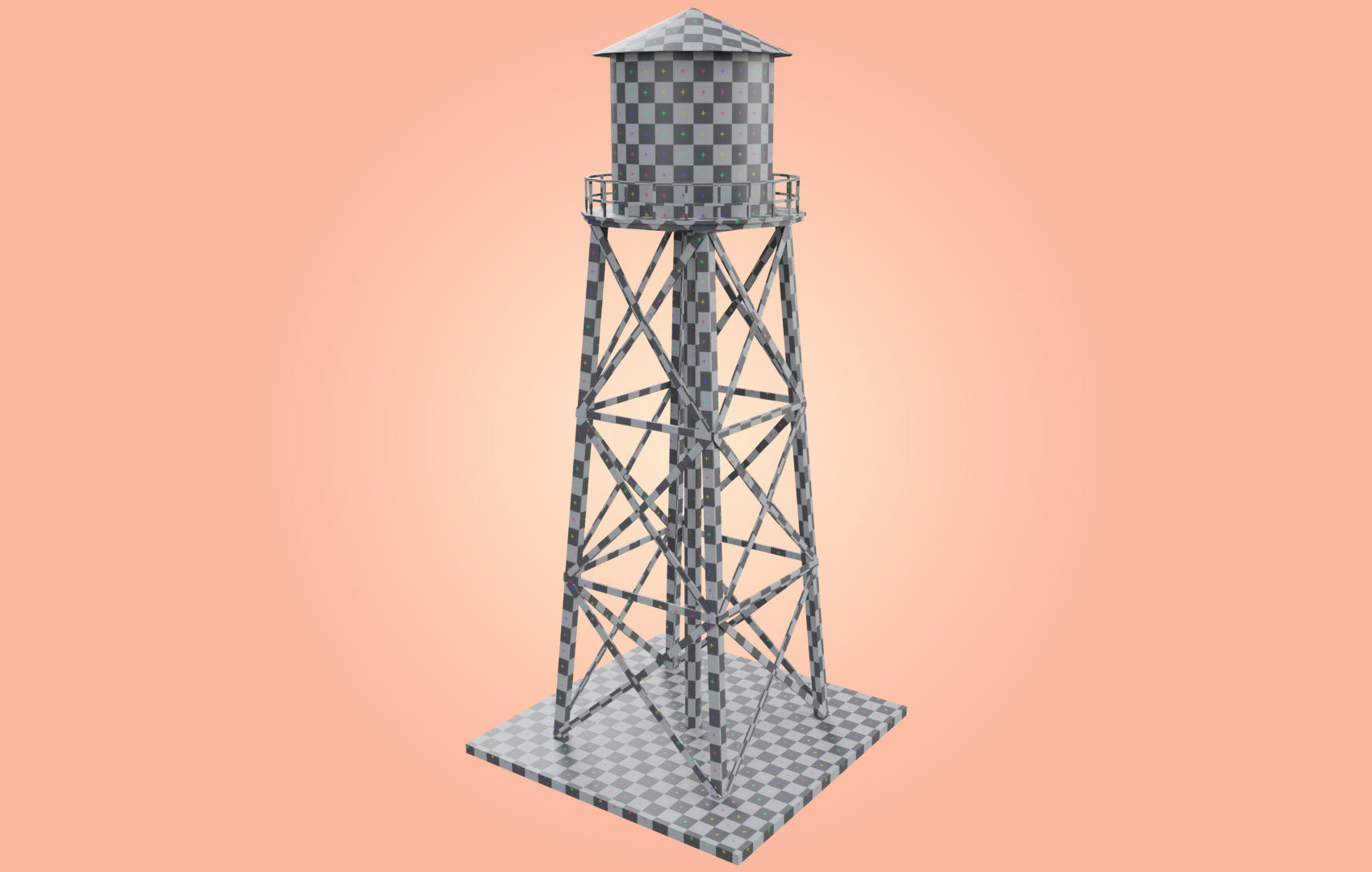 Old Water Tower Low-poly 3D model_30