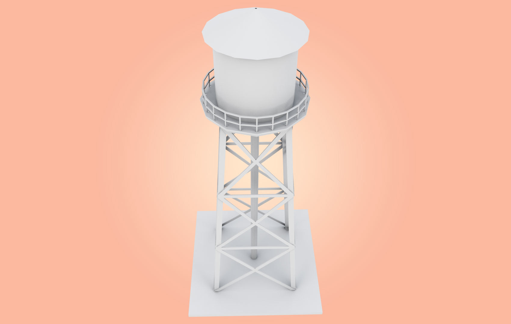 Old Water Tower Low-poly 3D model_10