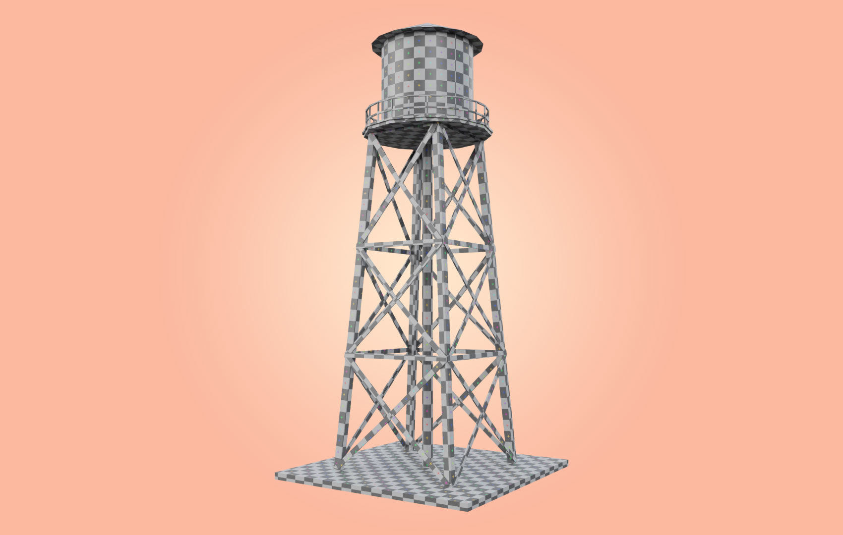 Old Water Tower Low-poly 3D model_34
