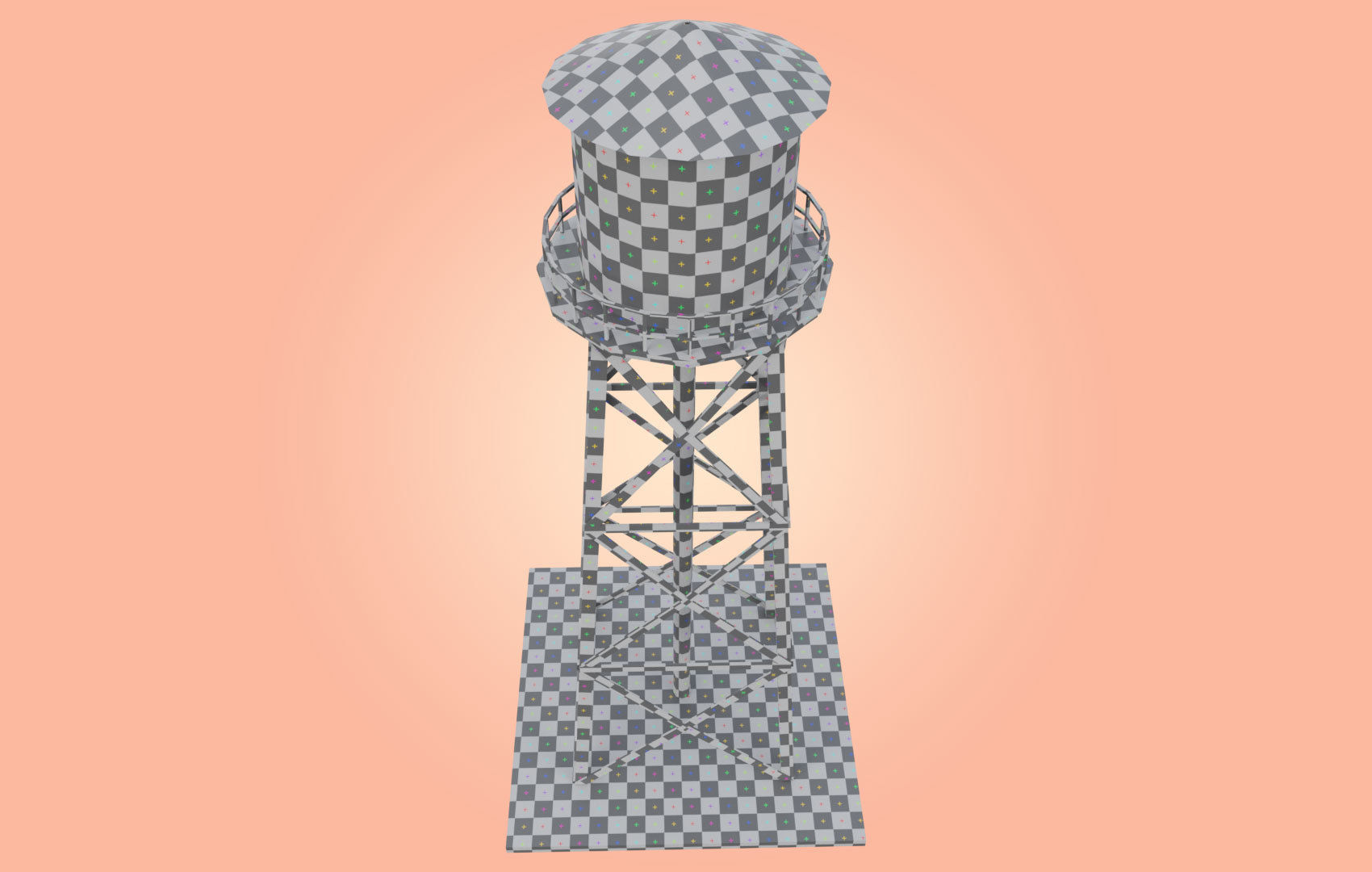 Old Water Tower Low-poly 3D model_28