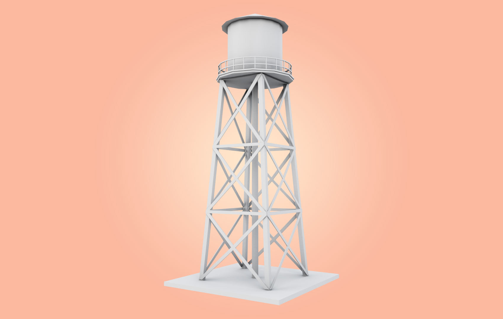 Old Water Tower Low-poly 3D model_15