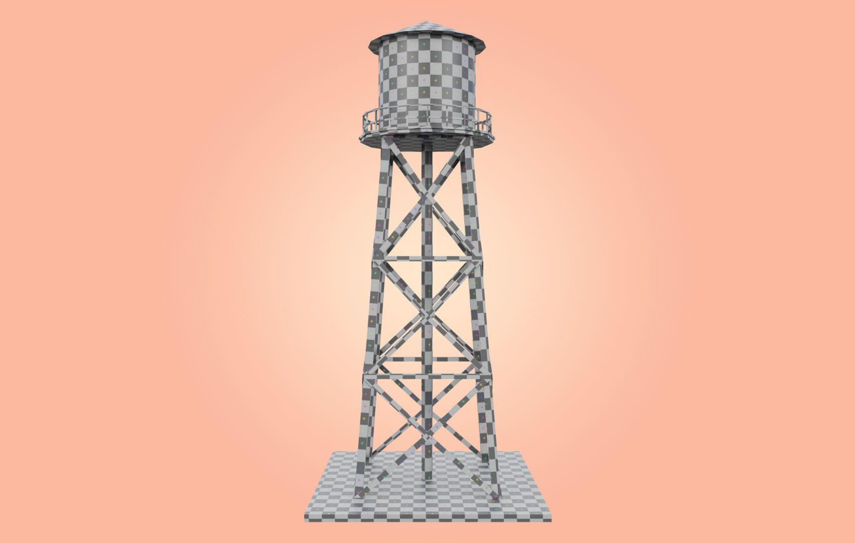 Old Water Tower Low-poly 3D model_35