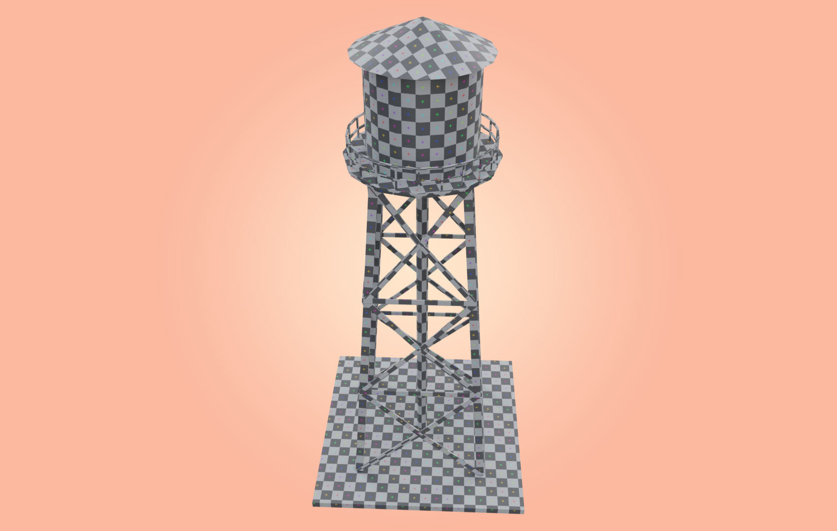 Old Water Tower Low-poly 3D model_29