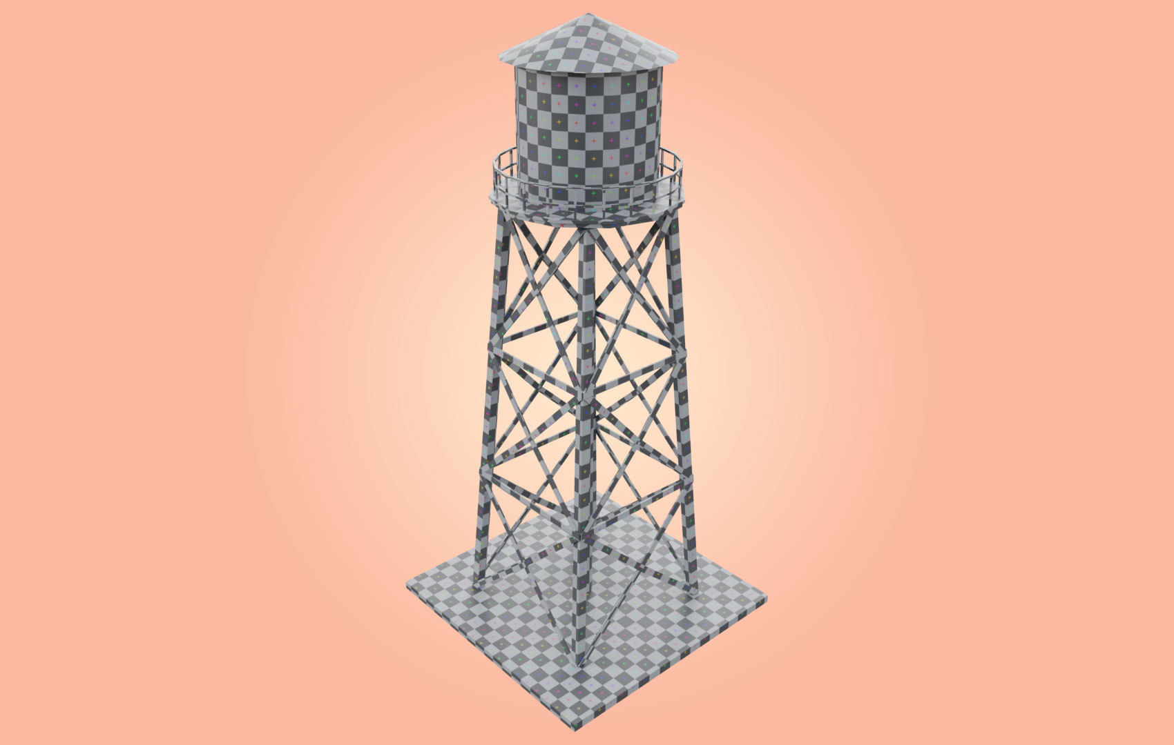 Old Water Tower Low-poly 3D model_27
