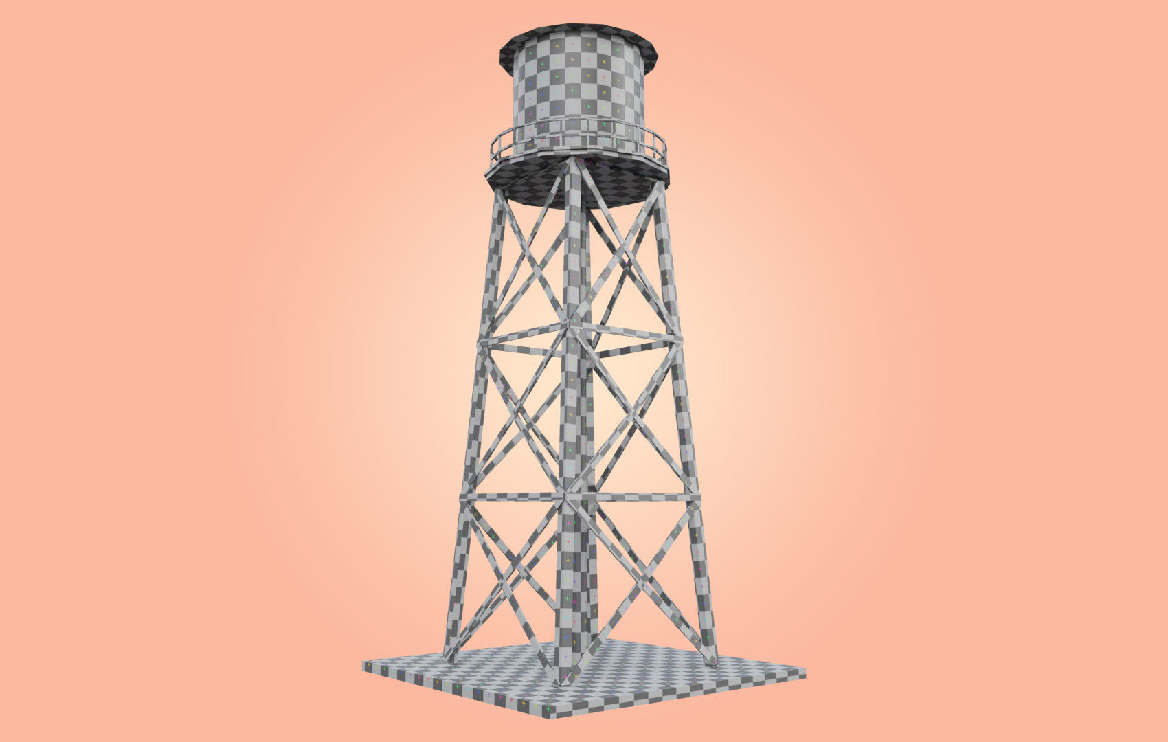 Old Water Tower Low-poly 3D model_32