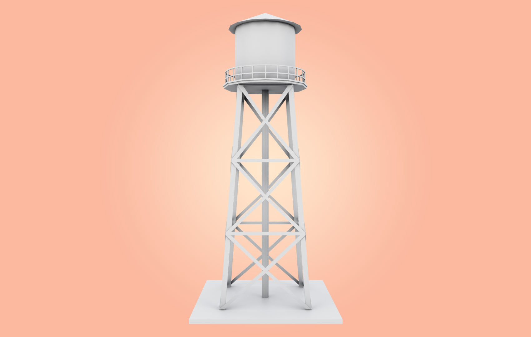 Old Water Tower Low-poly 3D model_16