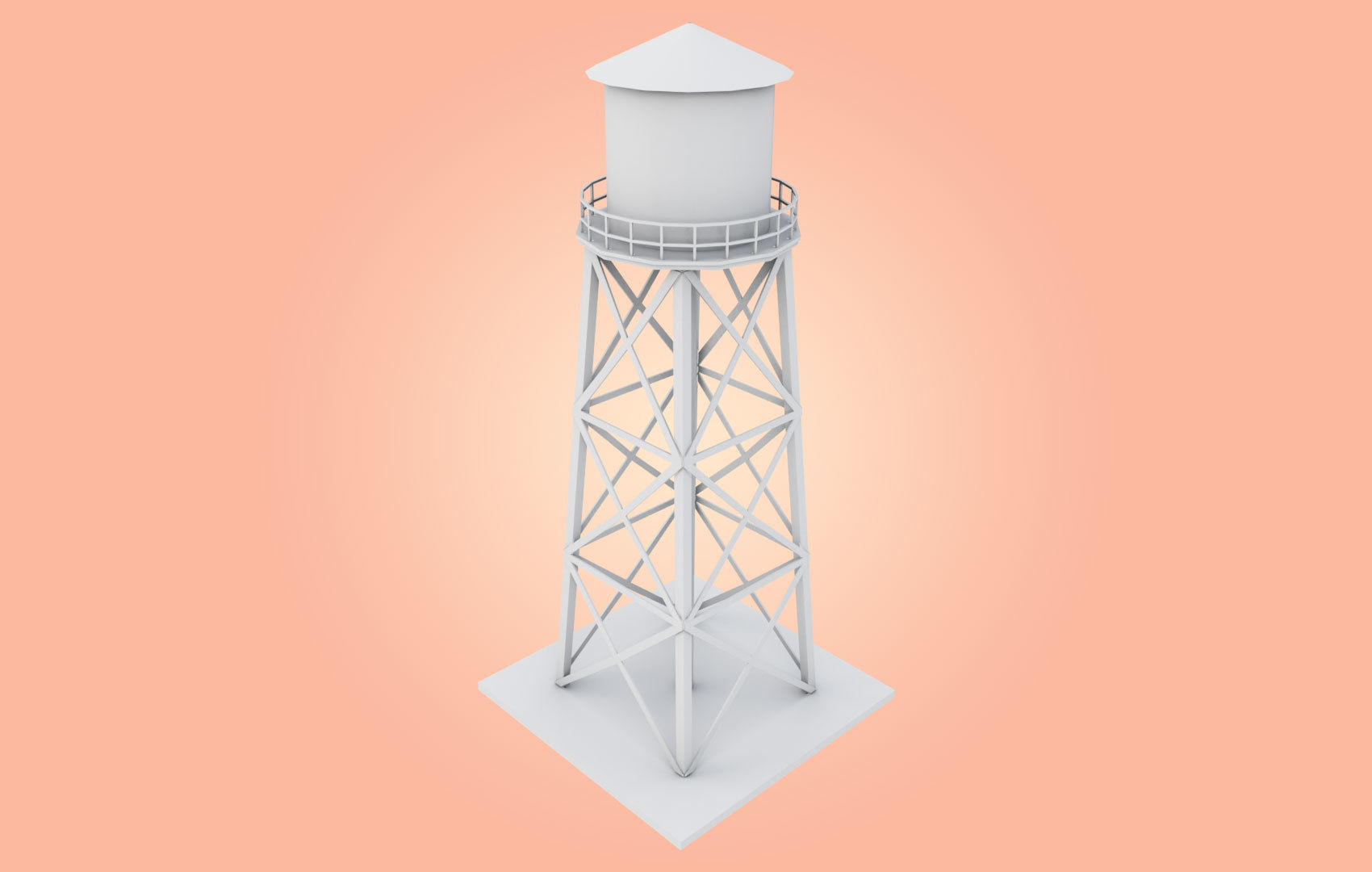 Old Water Tower Low-poly 3D model_17