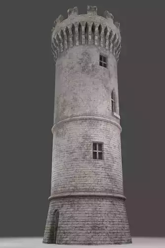 Medieval tower game ready Low-poly 3D model