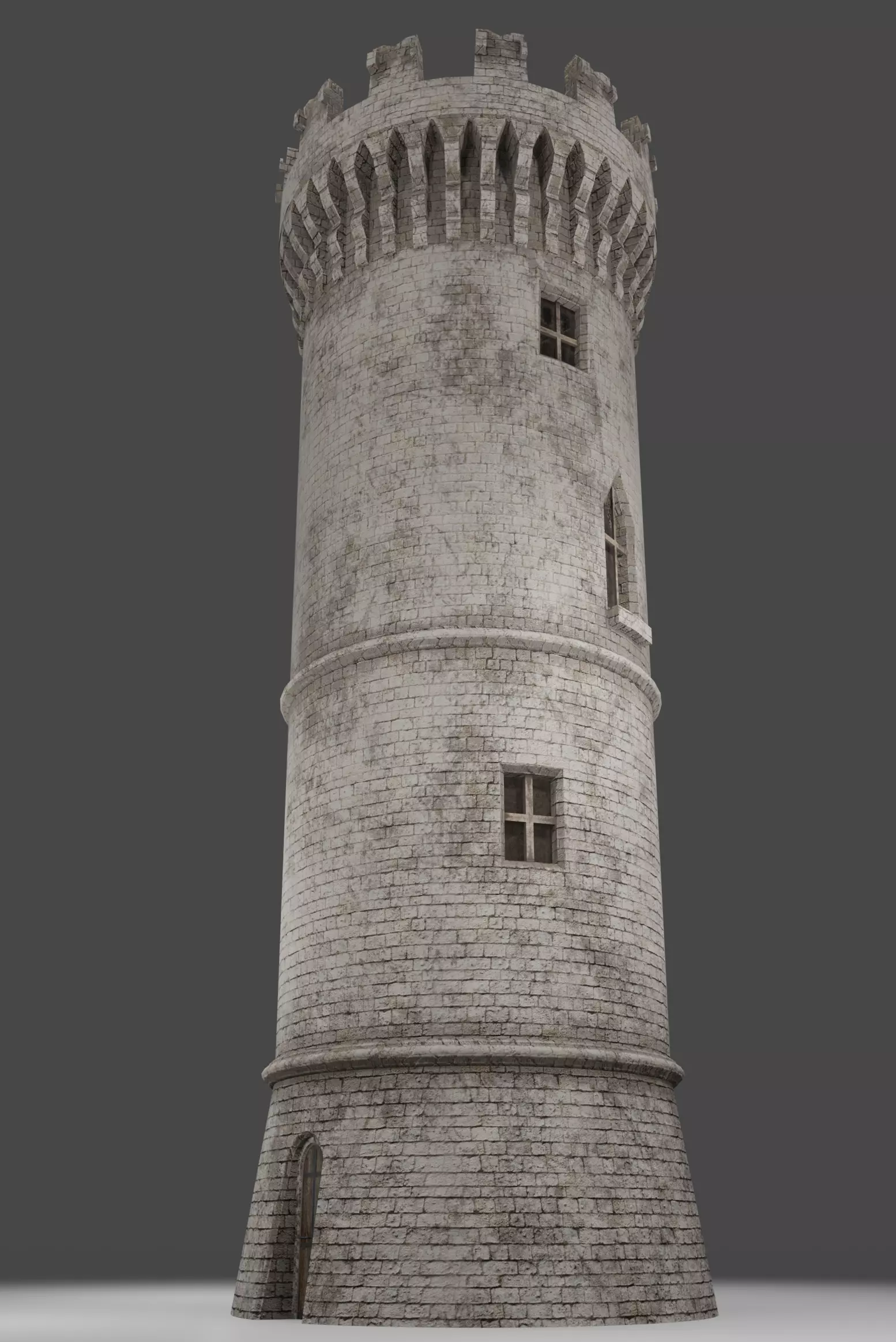 Medieval tower game ready Low-poly 3D model_0