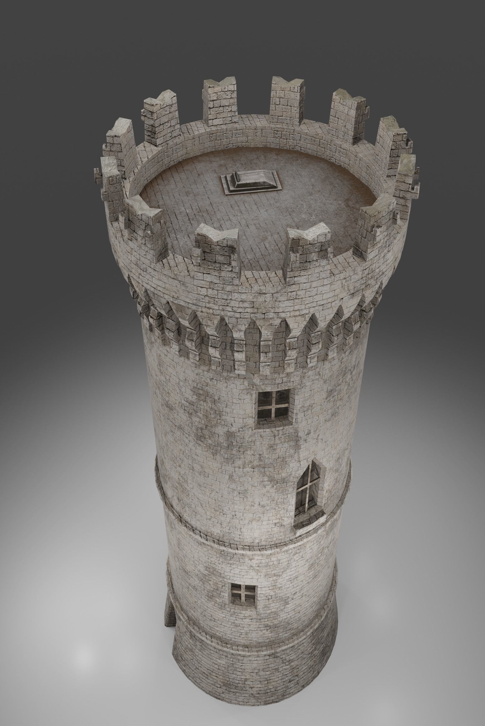 Medieval tower game ready Low-poly 3D model_7