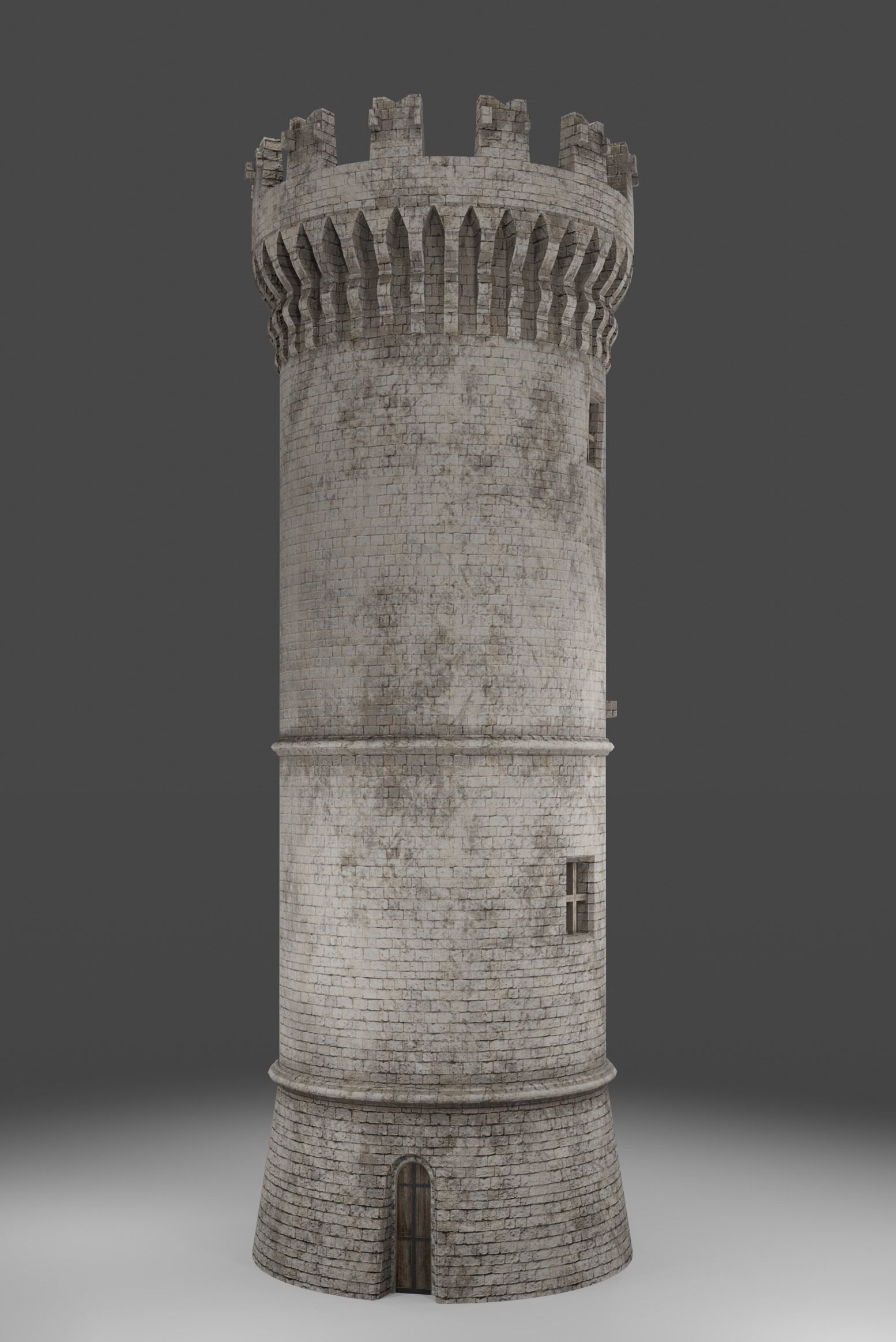 Medieval tower game ready Low-poly 3D model_2