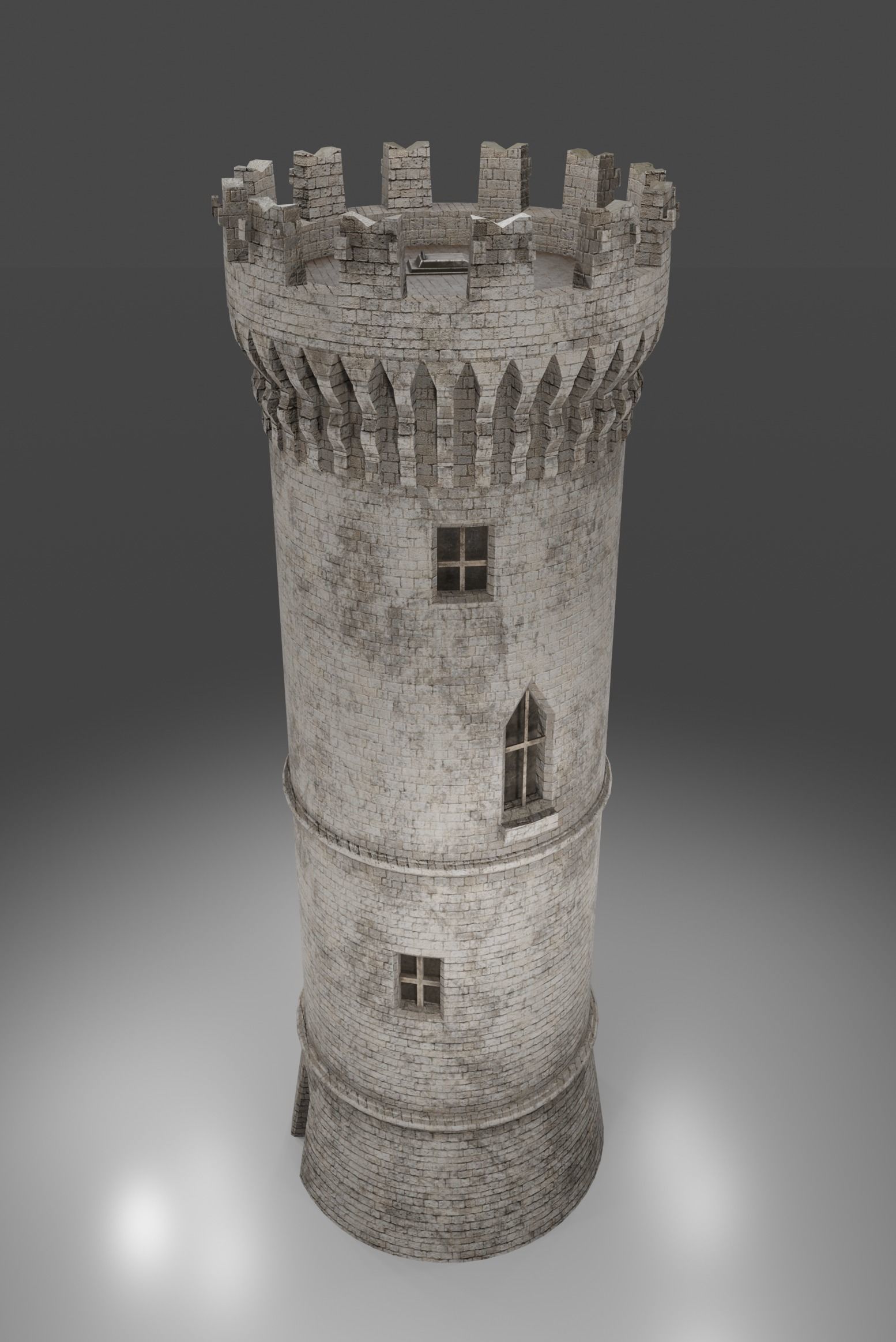 Medieval tower game ready Low-poly 3D model_6