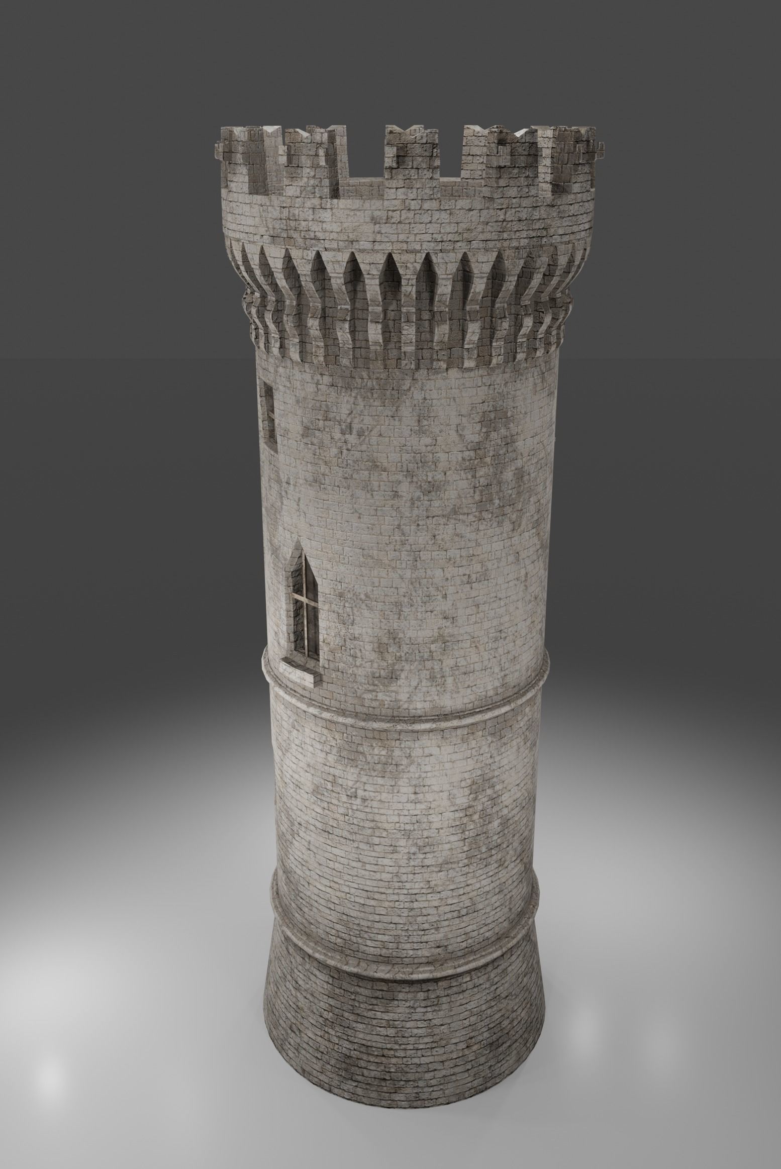 Medieval tower game ready Low-poly 3D model_1