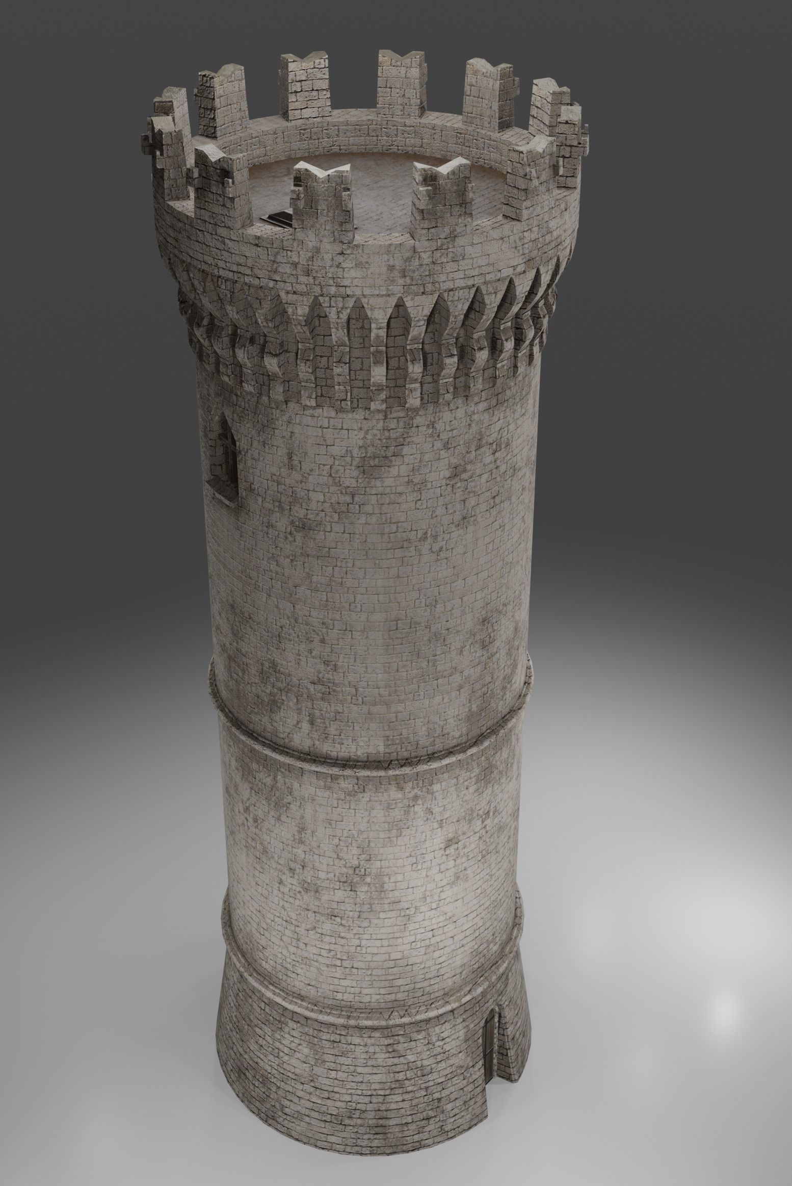 Medieval tower game ready Low-poly 3D model_4