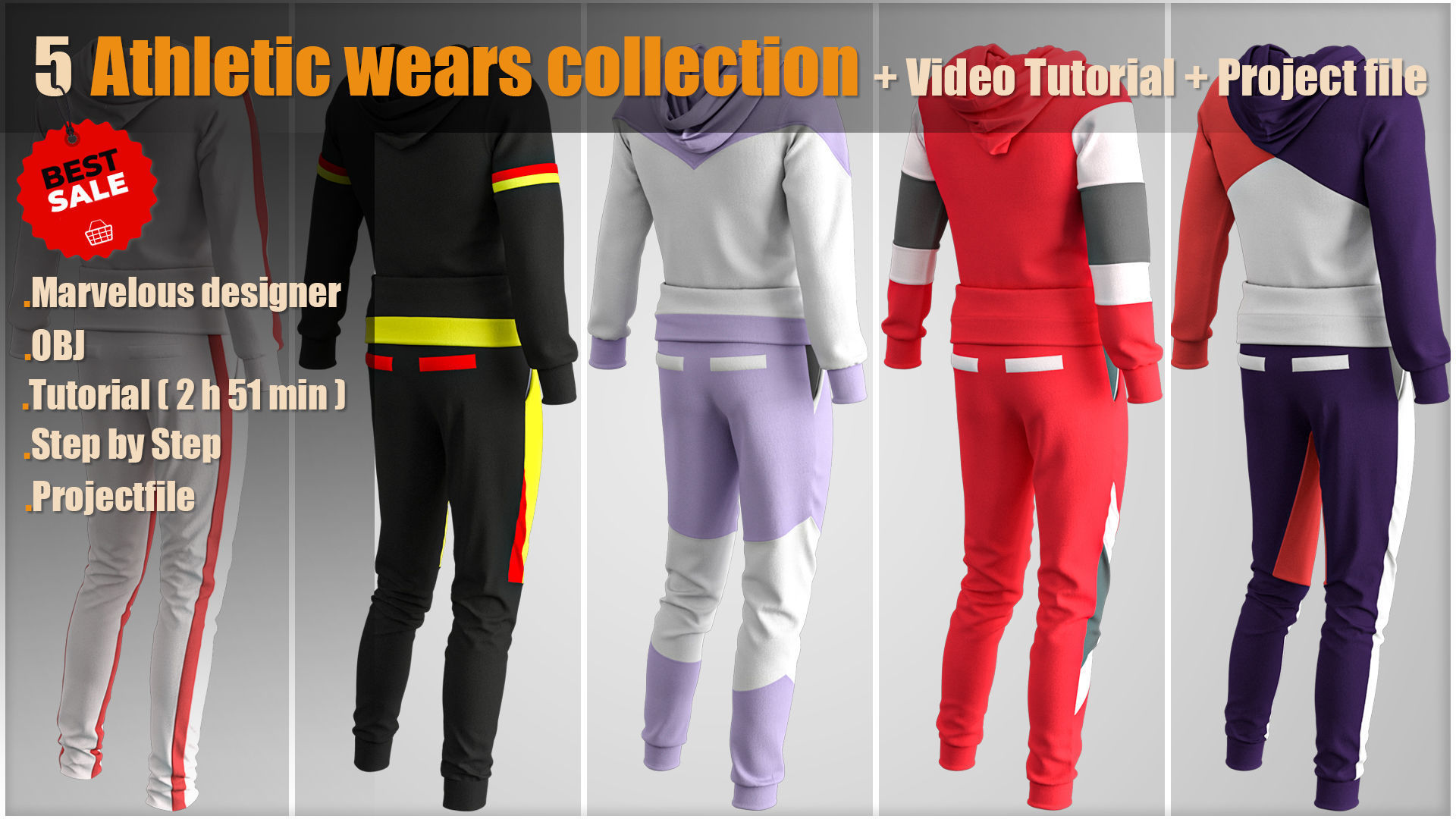 Athletic Wears Collection Video Tutorial 3D model_1