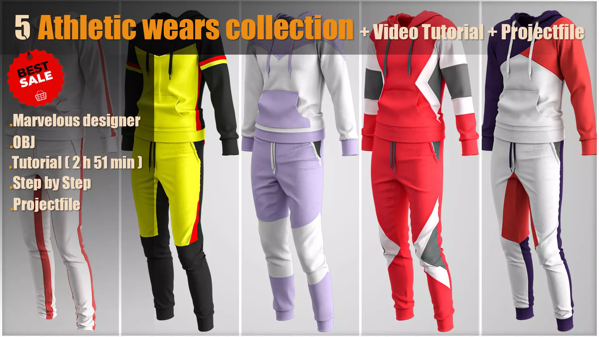 Athletic Wears Collection Video Tutorial 3D model_0