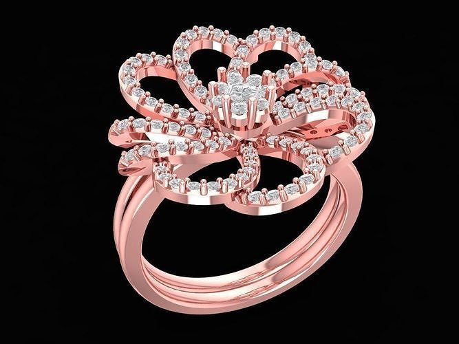 diamond FLOWER ring for women 1497 3D print model