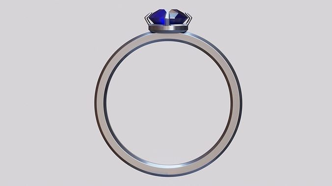 Sapphire Silver Ring Low-poly 3D model