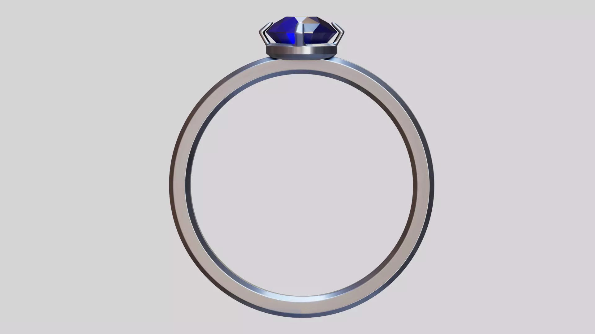Sapphire Silver Ring Low-poly 3D model_0