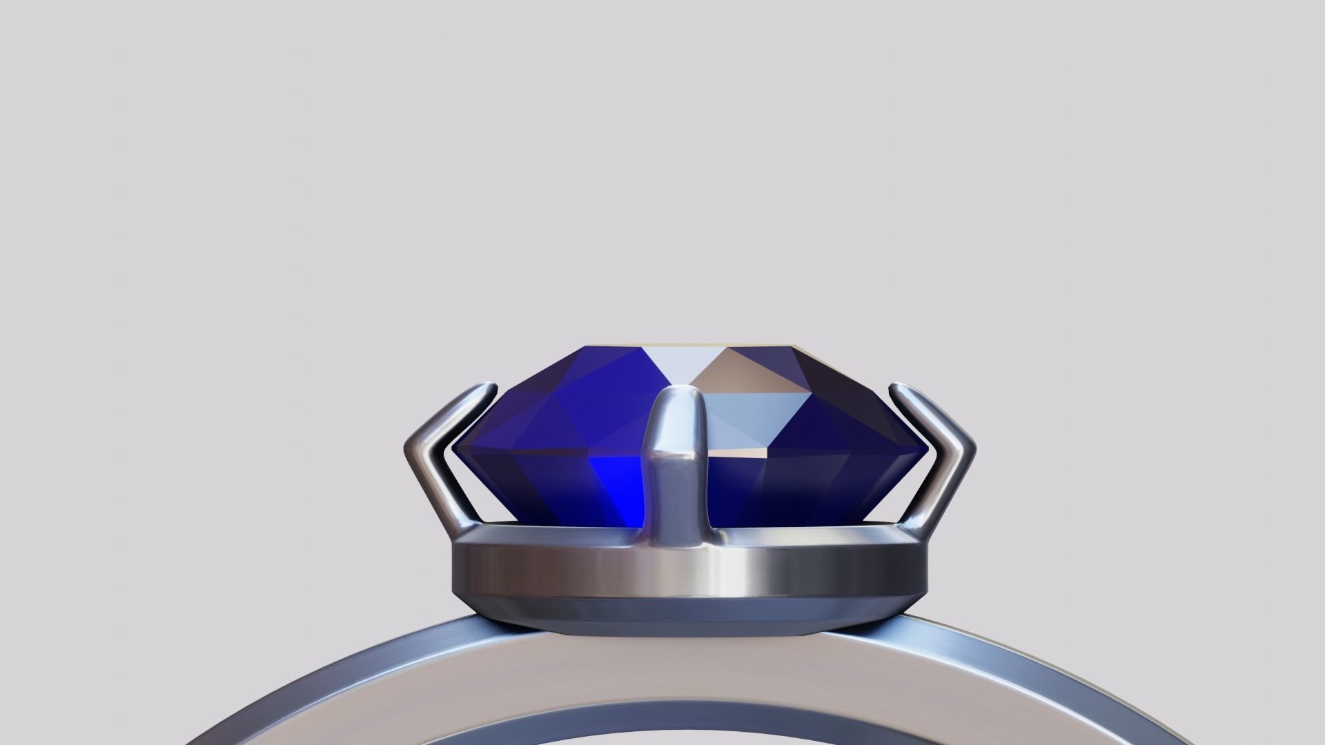Sapphire Silver Ring Low-poly 3D model_2