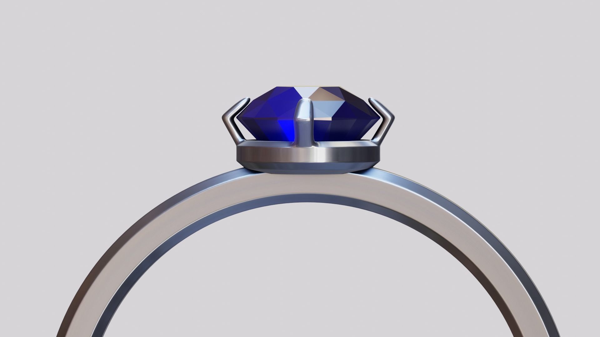Sapphire Silver Ring Low-poly 3D model_1