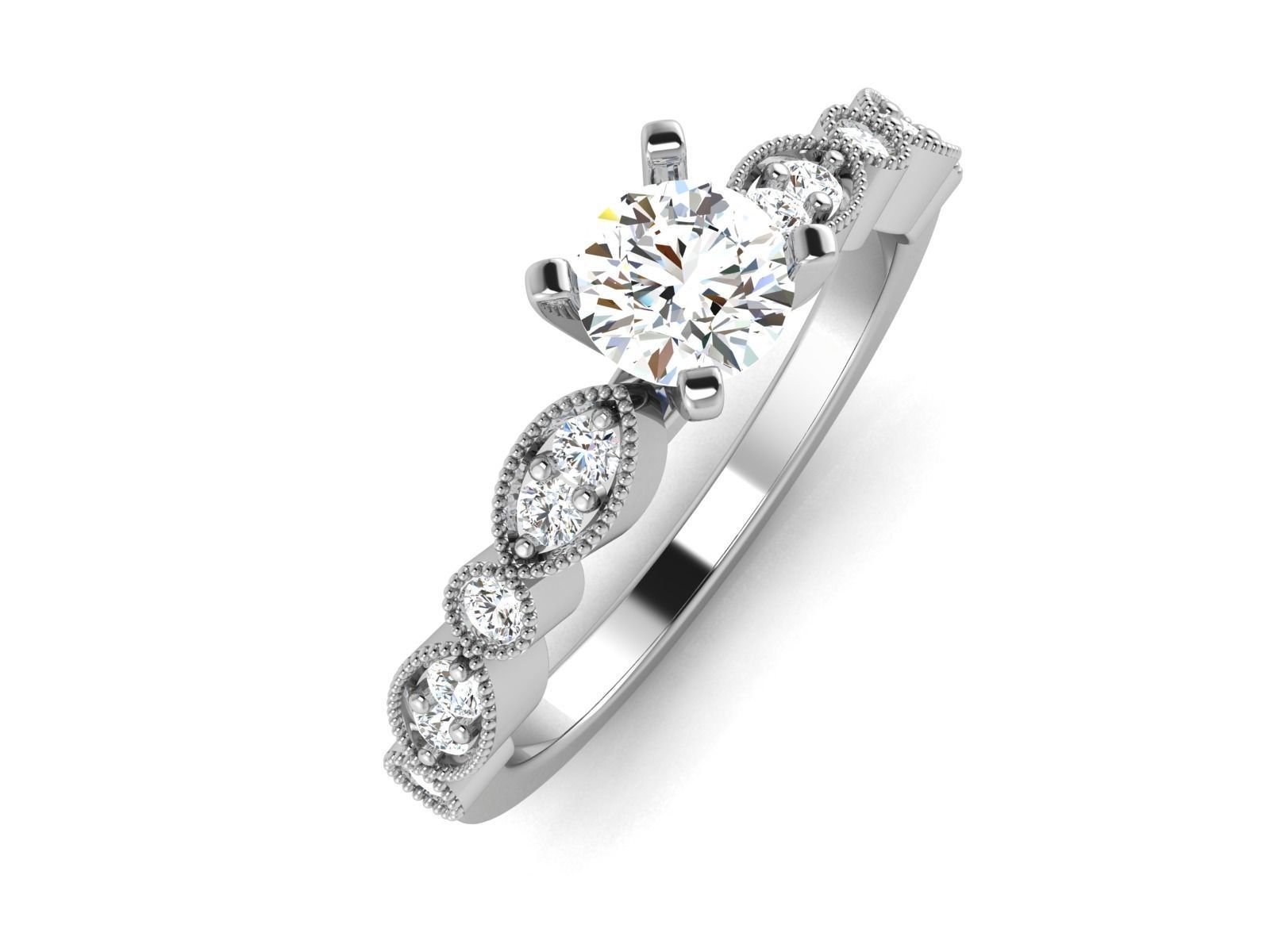 Solitaire ring model 3D print model_3