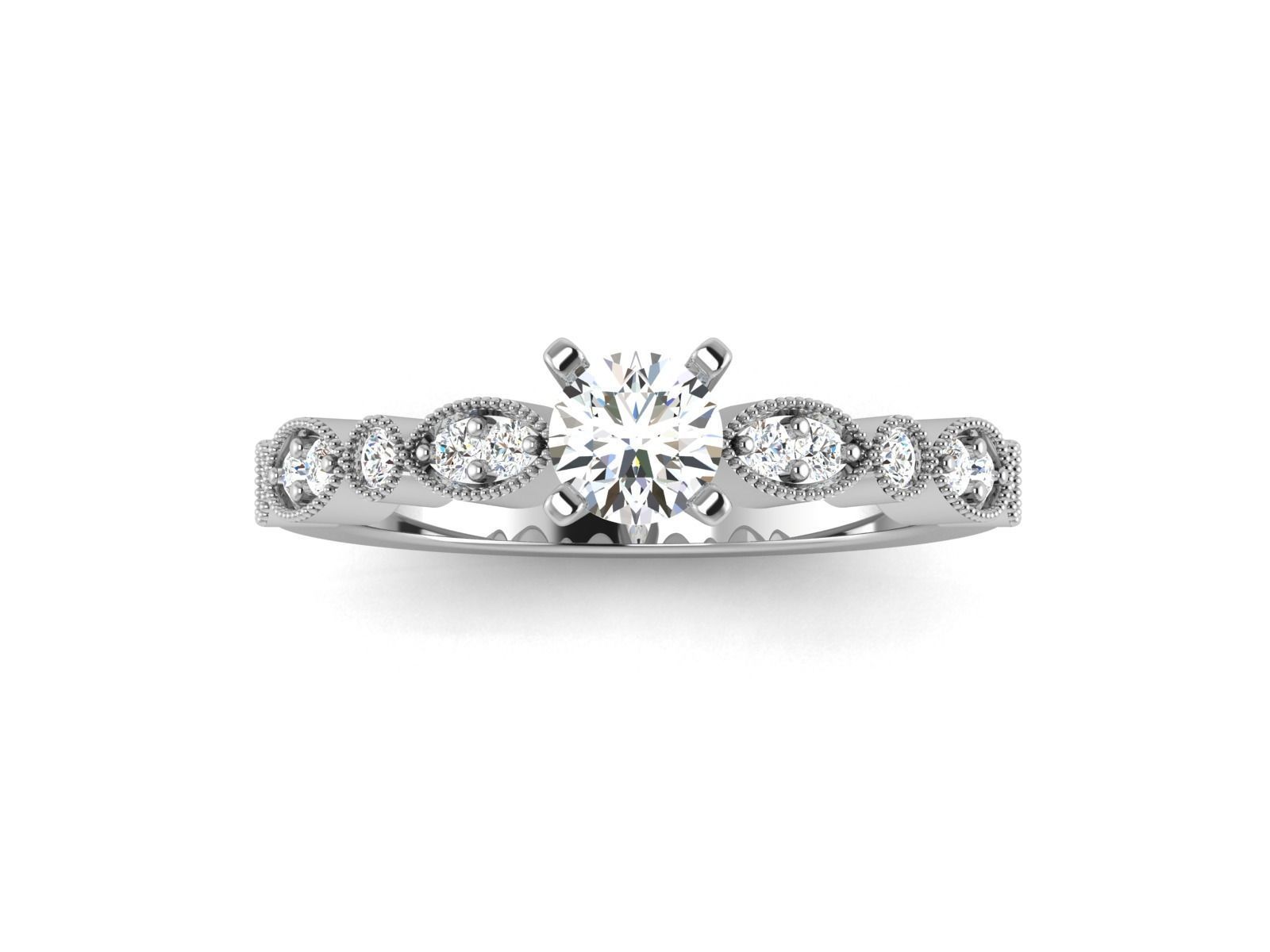 Solitaire ring model 3D print model_15