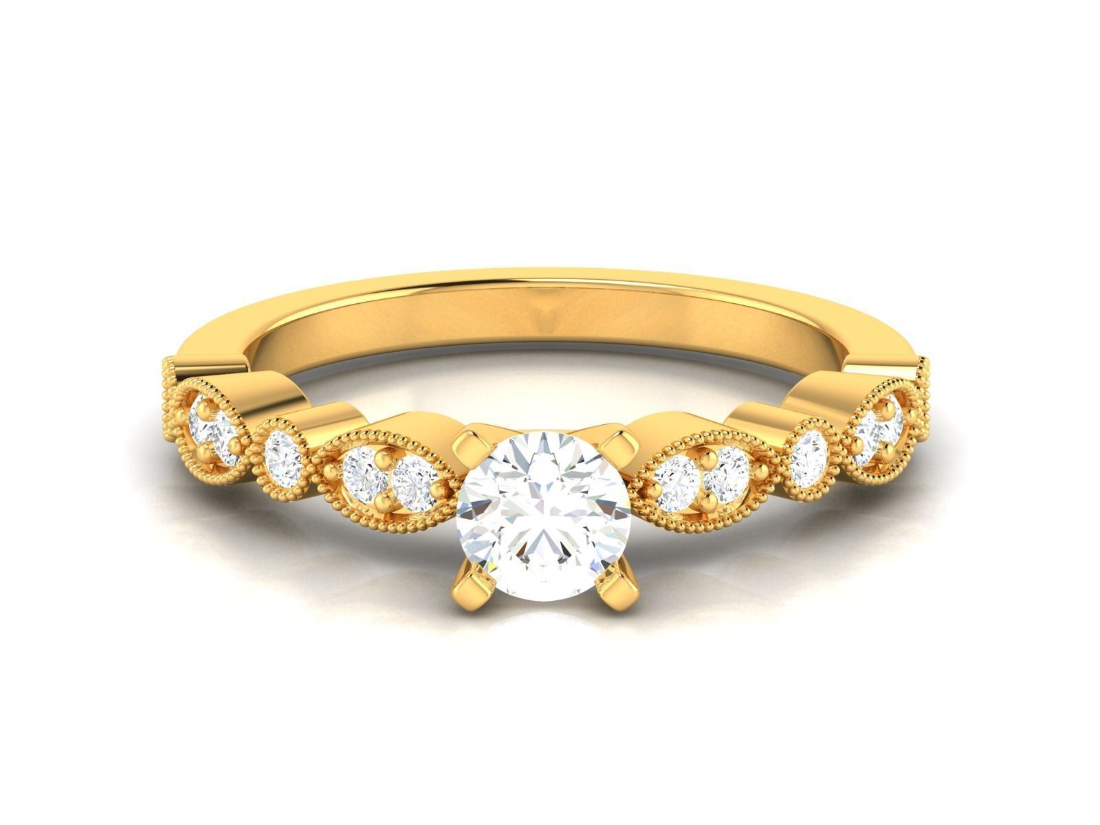 Solitaire ring model 3D print model_11