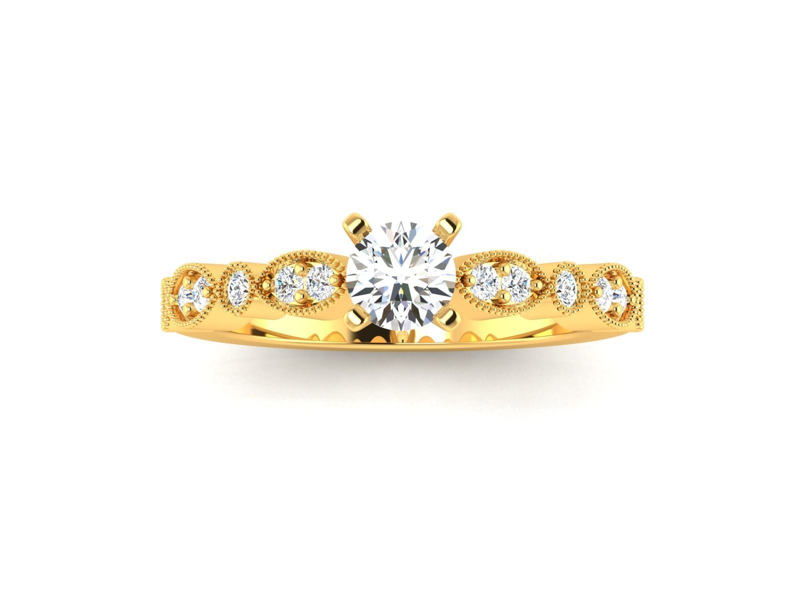 Solitaire ring model 3D print model_17