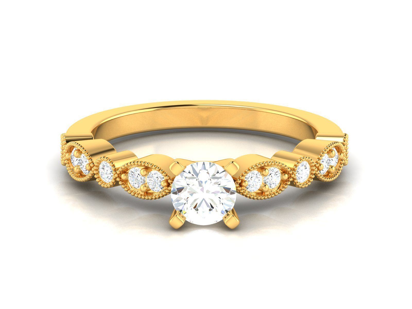 Solitaire ring model 3D print model_10