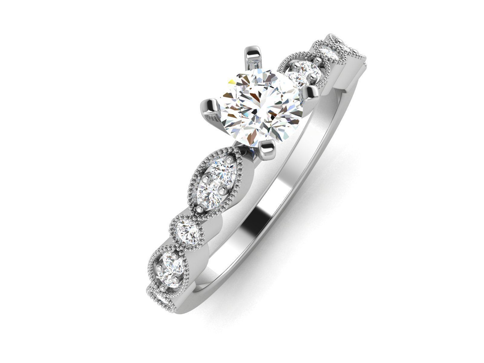 Solitaire ring model 3D print model_2