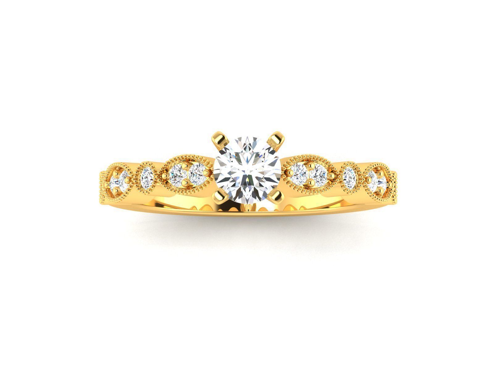 Solitaire ring model 3D print model_16